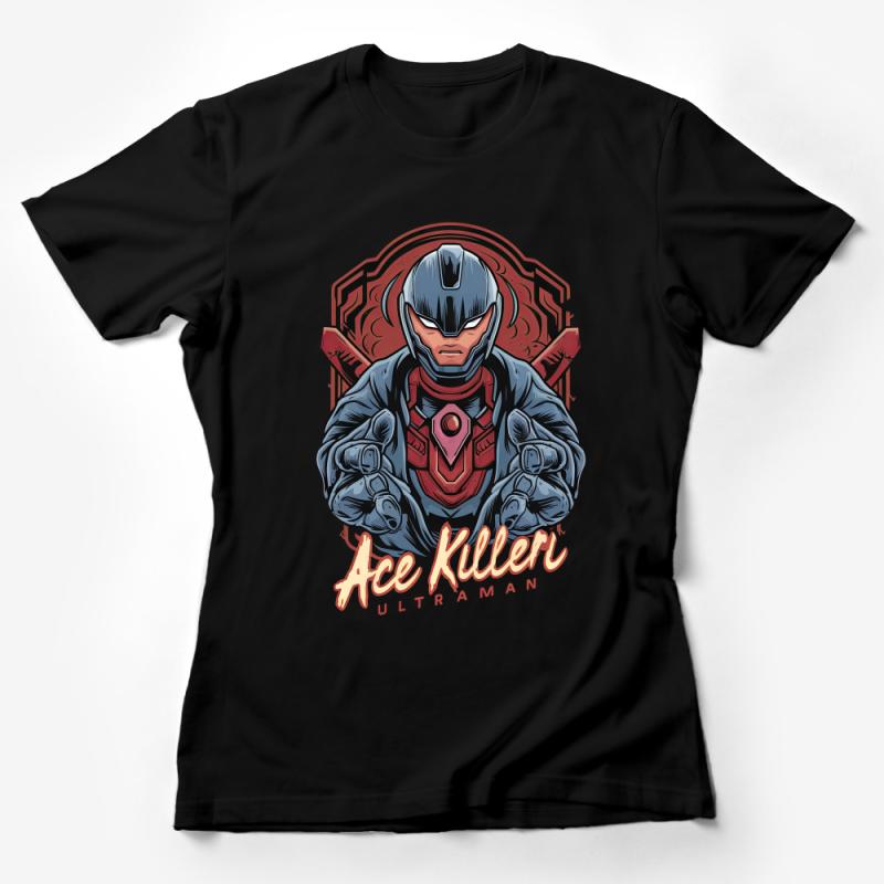 Vintage Ace Killer T-Shirt, Ultraman Series Fan Tee, Retro Anime Character Shirt, Cool Sci-Fi Hero Top Female T-Shirt