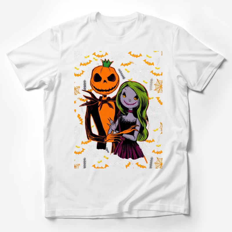 Halloween Couple T-Shirt, Jack and Sally Inspired Tee, Unisex Pumpkin King Top, Spooky Cute Graphic Shirt, October Fashion Male T-Shirt