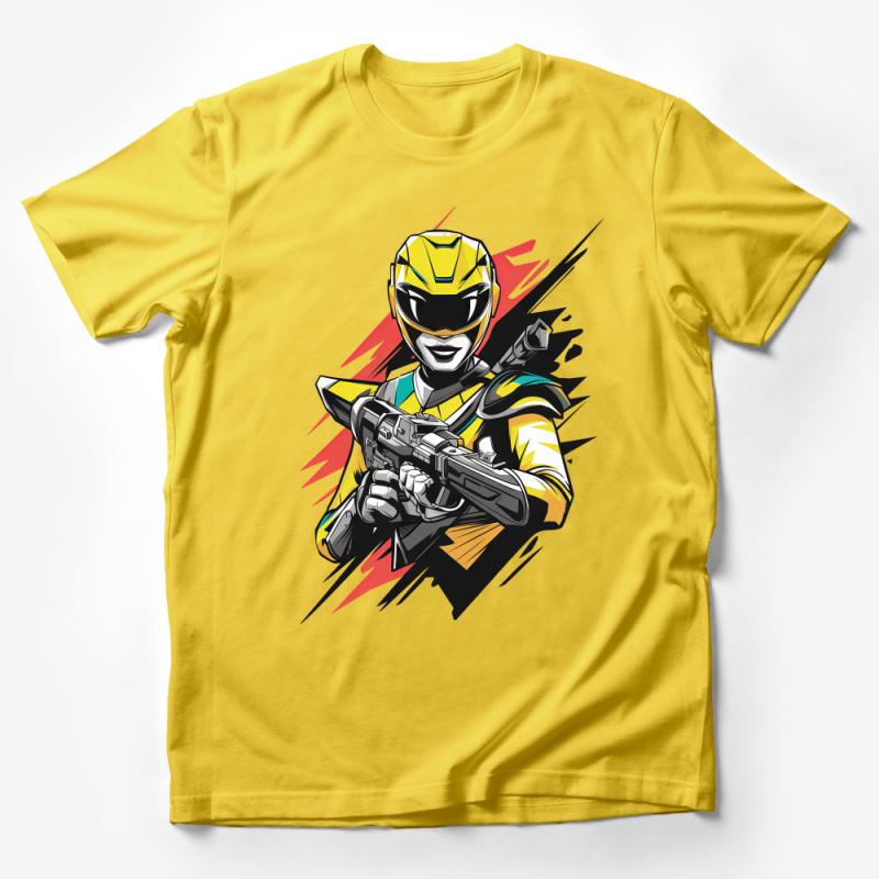 Bold Yellow Ranger Graphic Tee, Action Hero Inspired T-Shirt, Unisex Superhero Shirt, Gift for Comic Fans Male T-Shirt