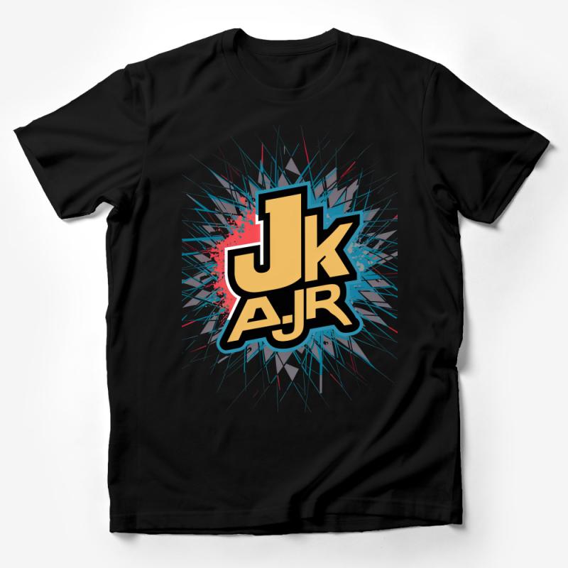 Urban Style Abstract JKJR Graphic T-Shirt, Unisex Splash Art Tee, Trendy Streetwear Shirt, Hip Hop Casual Wear Top Male T-Shirt