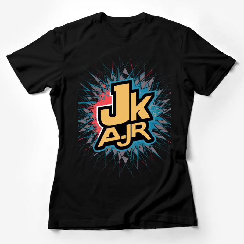 Urban Style Abstract JKJR Graphic T-Shirt, Unisex Splash Art Tee, Trendy Streetwear Shirt, Hip Hop Casual Wear Top Female T-Shirt