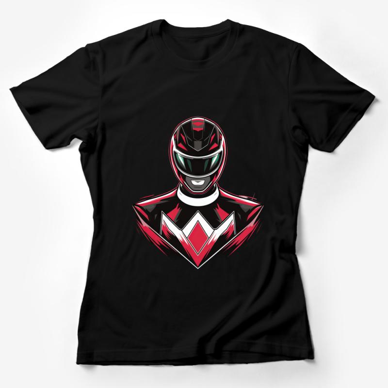 Red and Black Power Ranger Inspired T-Shirt, Comic Style Hero Graphic Tee, Unisex Superhero Shirt for Fans Female T-Shirt