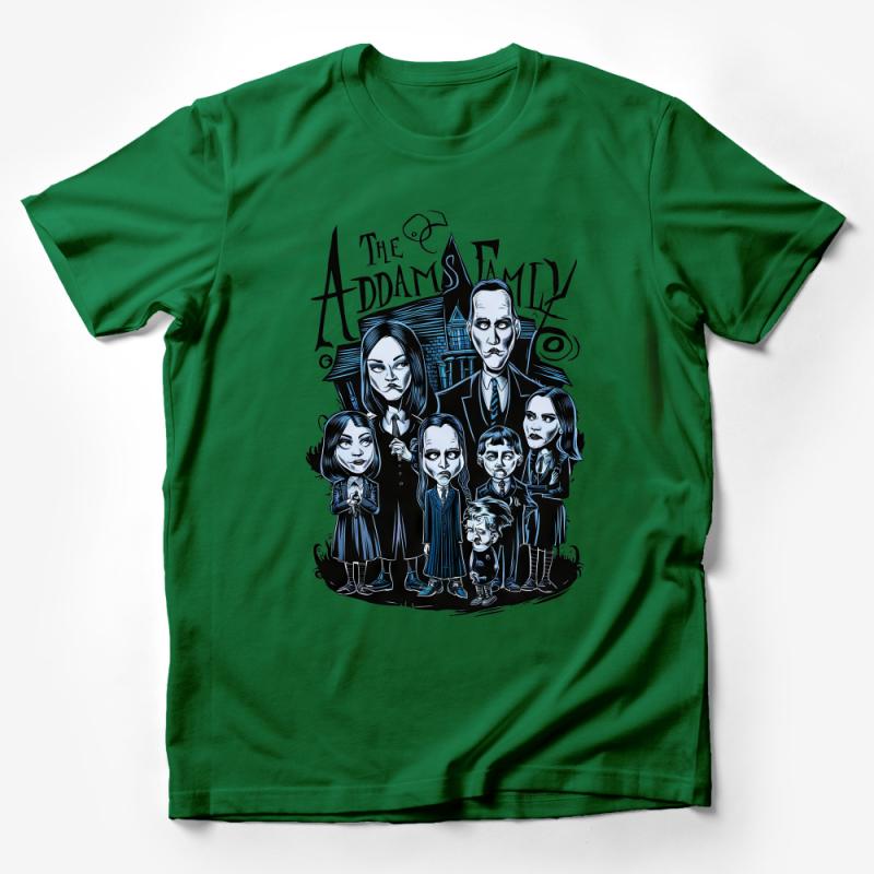 Addams Family Inspired T-Shirt, Gothic Cartoon Graphic Tee, Unisex Horror Character Shirt, Spooky Casual Wear, Unique Illustration Top Male T-Shirt