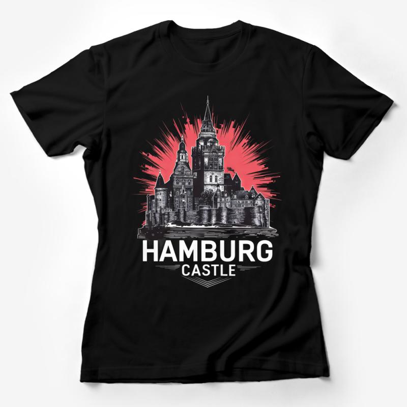 Hamburg Castle Graphic T-Shirt, Urban Sketch Art, Travel Landmark Tee, Unique City Print, Casual Streetwear, Unisex Fashion Top Female T-Shirt