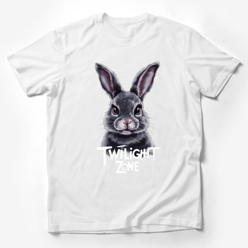 Cute Rabbit Twilight Zone Graphic Tee, Animal Lover T-Shirt, Unisex Cotton Casual Bunny Shirt, Whimsical Pet Illustration Top for All Male T-Shirt