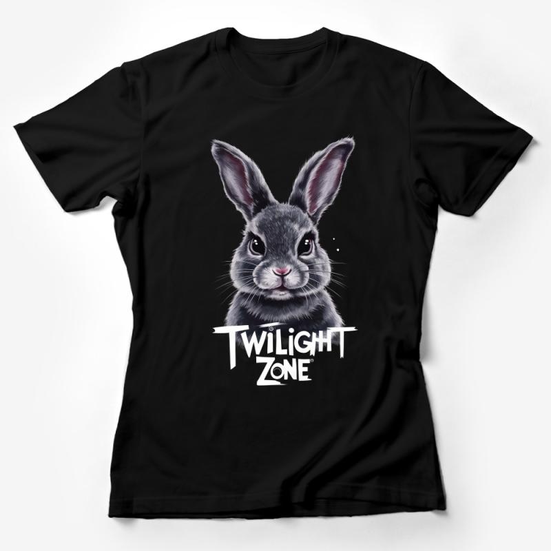 Cute Rabbit Twilight Zone Graphic Tee, Animal Lover T-Shirt, Unisex Cotton Casual Bunny Shirt, Whimsical Pet Illustration Top for All Female T-Shirt