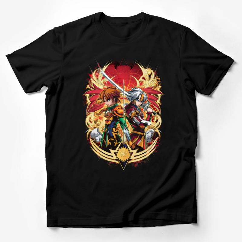 Anime Inspired Graphic Tee, Unisex T-Shirt, Fantasy Warrior Sword Design, Vibrant Print Casual Top Male T-Shirt