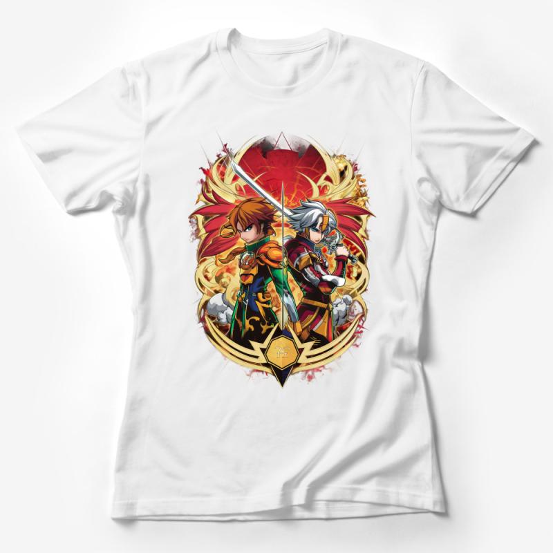 Anime Inspired Graphic Tee, Unisex T-Shirt, Fantasy Warrior Sword Design, Vibrant Print Casual Top Female T-Shirt