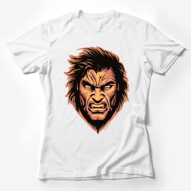 Men's Graphic Tee with Fierce Lion Face, Wild Animal Illustration, Bold Casual Shirt Design, Unique Gift for Him Female T-Shirt