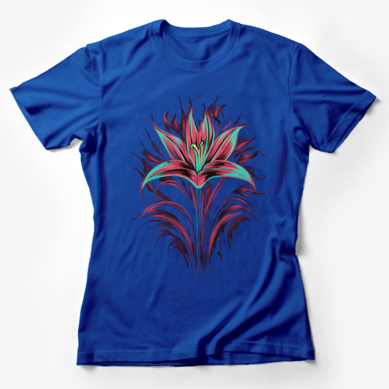 Abstract Floral Design Tee, Vibrant Artwork Print, Unisex T-Shirt, Casual Streetwear, Trendy Botanical Shirt Female T-Shirt