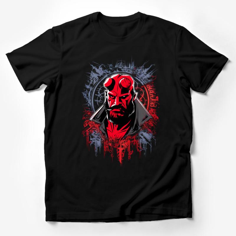 Unique Comic Style Red Demon Graphic Tee, Urban Streetwear, Men's Fashion, Cool Superhero Inspired T-Shirt Male T-Shirt