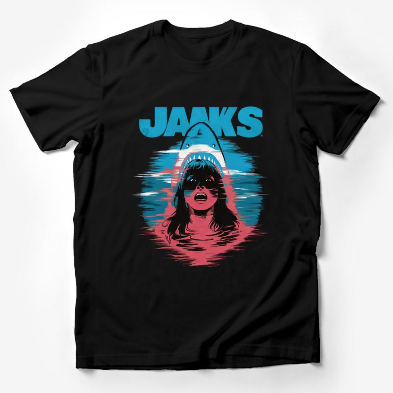 Vintage Shark Attack Graphic Tee, Retro Jaws Inspired T-Shirt, Unisex Summer Beach Shirt, Unique Gift for Movie Fans Male T-Shirt