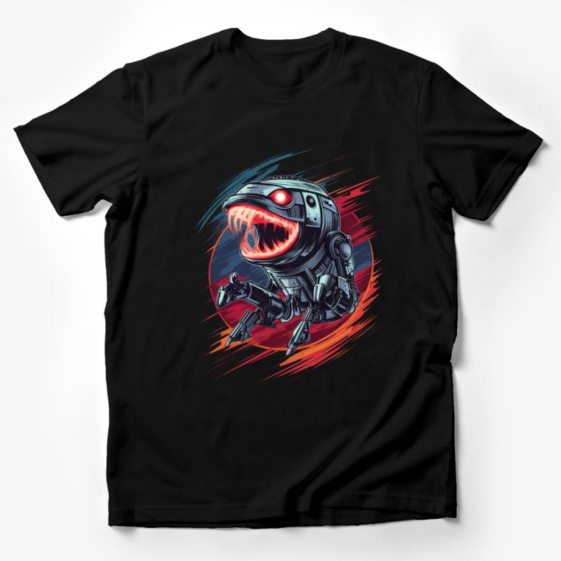 Menacing Mechanical Monster T-Shirt, Futuristic Robot Design, Sci-Fi Apparel Male T-Shirt