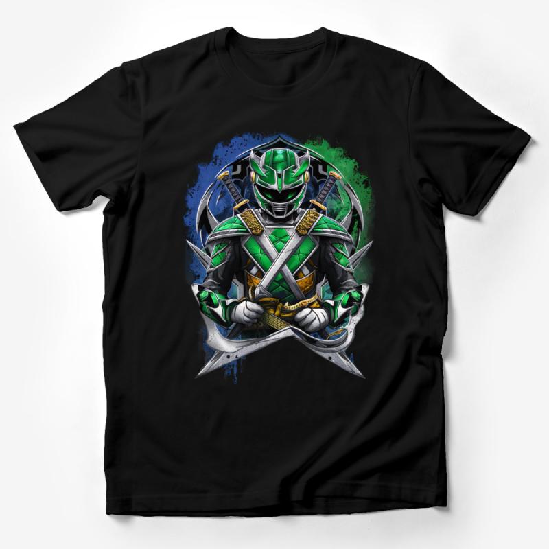 Green Samurai Warrior T-Shirt, Cool Ninja Fighter Graphic Tee, Unisex Adult and Youth Sizes Male T-Shirt