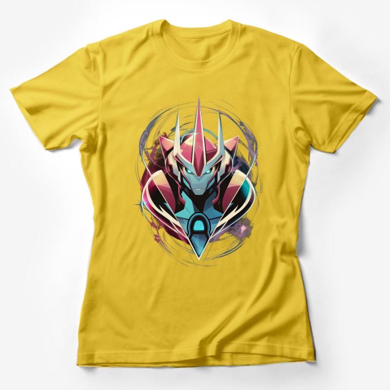 Abstract Robot Warrior T-Shirt, Colorful Mecha Design Tee, Unisex Graphic T-Shirt, Sci-Fi Apparel, Gift for Gamers Female T-Shirt