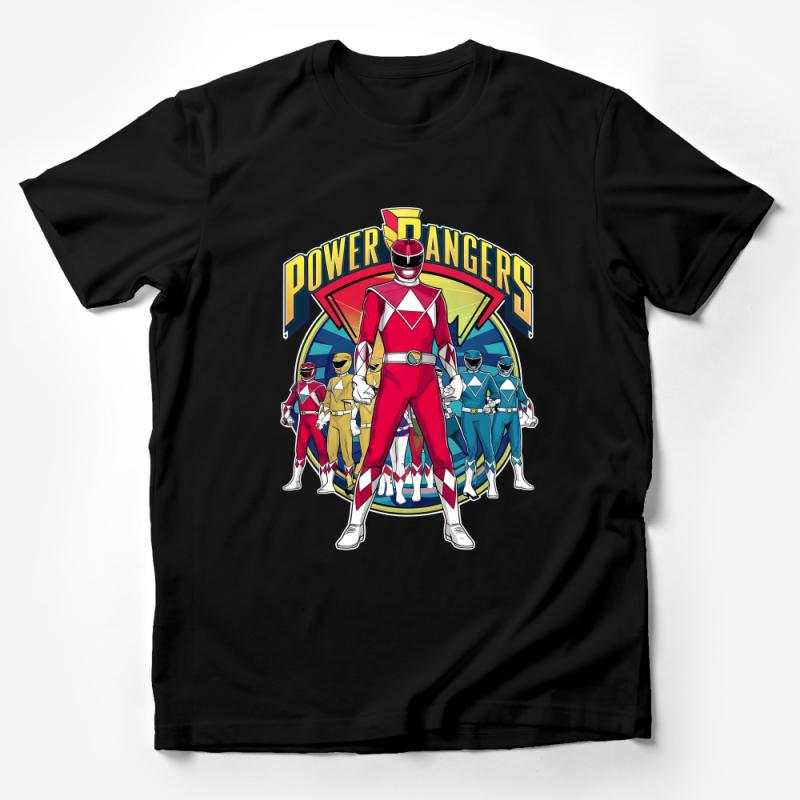 Vintage Power Rangers Team T-Shirt, Classic 90s TV Show Graphic Tee, Retro Red Ranger Fan Shirt, Unisex Adult Nostalgic Clothing Gift Male T-Shirt