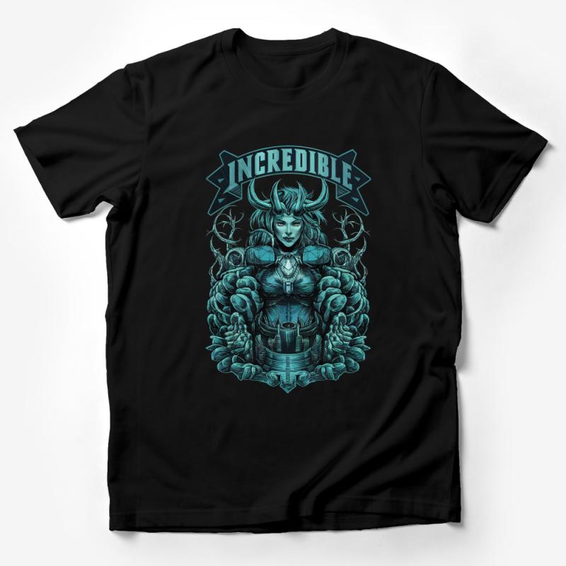 Incredible Fantasy Warrior Woman T-Shirt, Unique Graphic Tee, Mythical Female Illustration Shirt Male T-Shirt