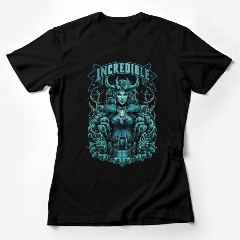 Incredible Fantasy Warrior Woman T-Shirt, Unique Graphic Tee, Mythical Female Illustration Shirt Female T-Shirt