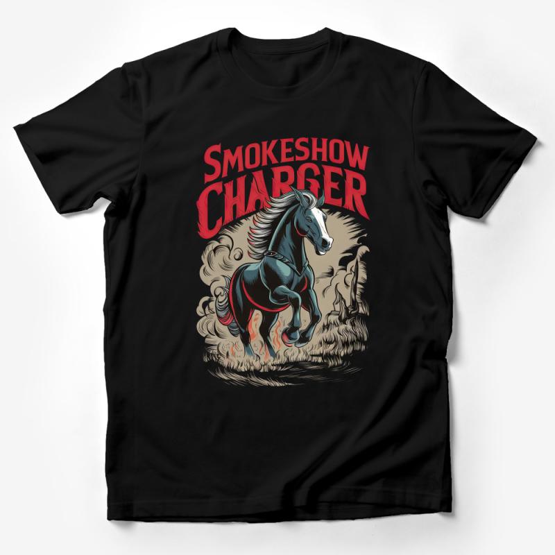 Smokeshow Charger Majestic Horse Graphic T-Shirt, Vintage Style Equestrian Tee Male T-Shirt