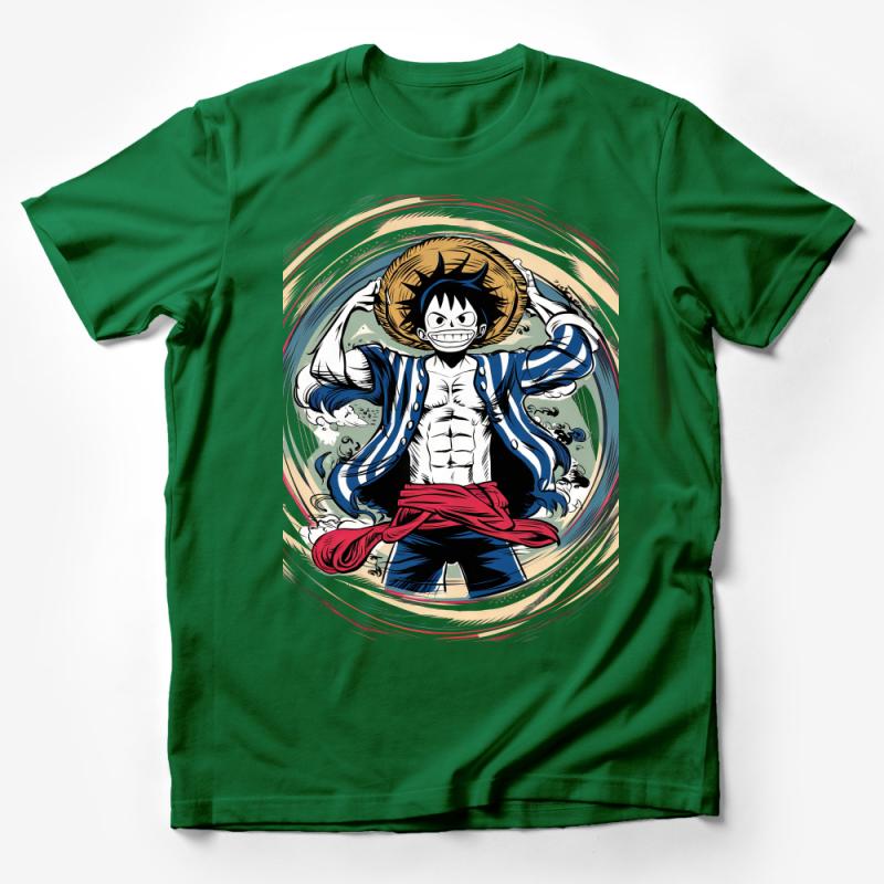 Anime-Inspired Graphic T-Shirt, Cool Manga Character Tee, Unisex Casual Wear, Crew Neck Comfortable Shirt Male T-Shirt