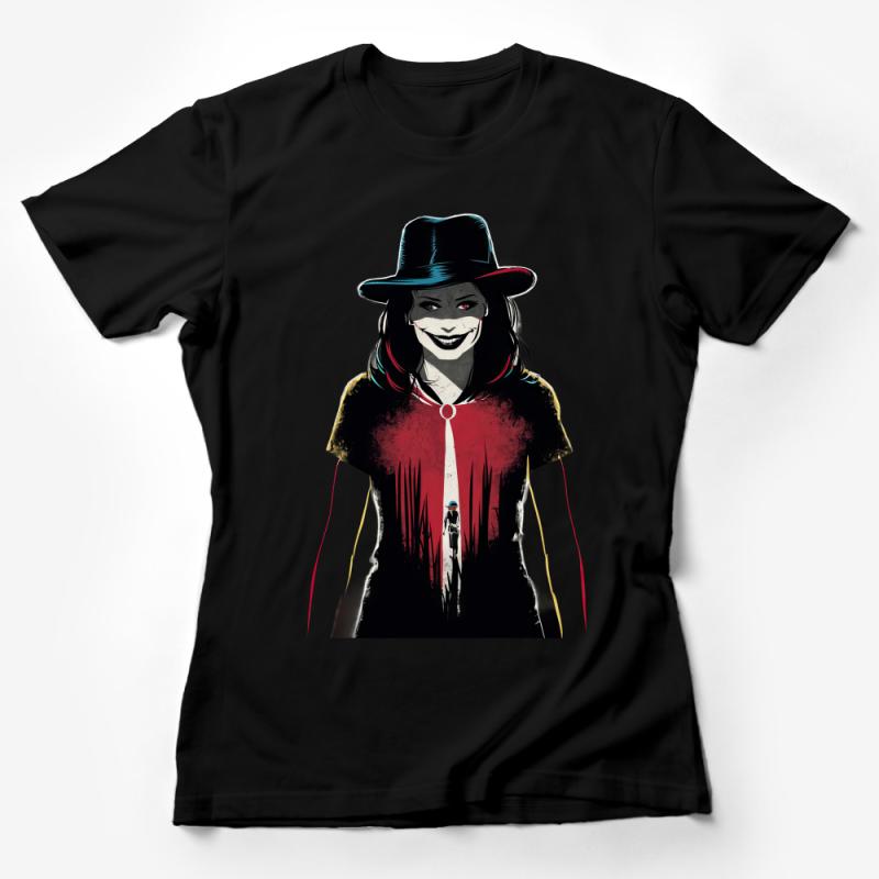 Unique Vampiric Character Art T-Shirt, Gothic Graphic Tee, Cool Dark Fantasy Design, Unisex Female T-Shirt