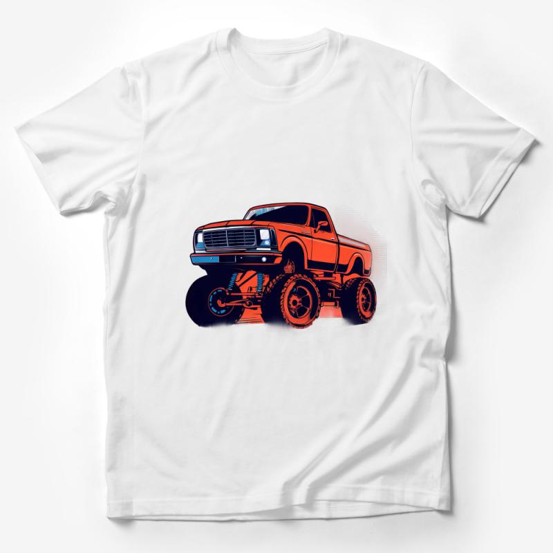 Vintage Orange Monster Truck T-Shirt, Classic Off-Road Vehicle Apparel, Truck Enthusiast Gift, Bold Graphic Tee, Men's Casual Wear Male T-Shirt