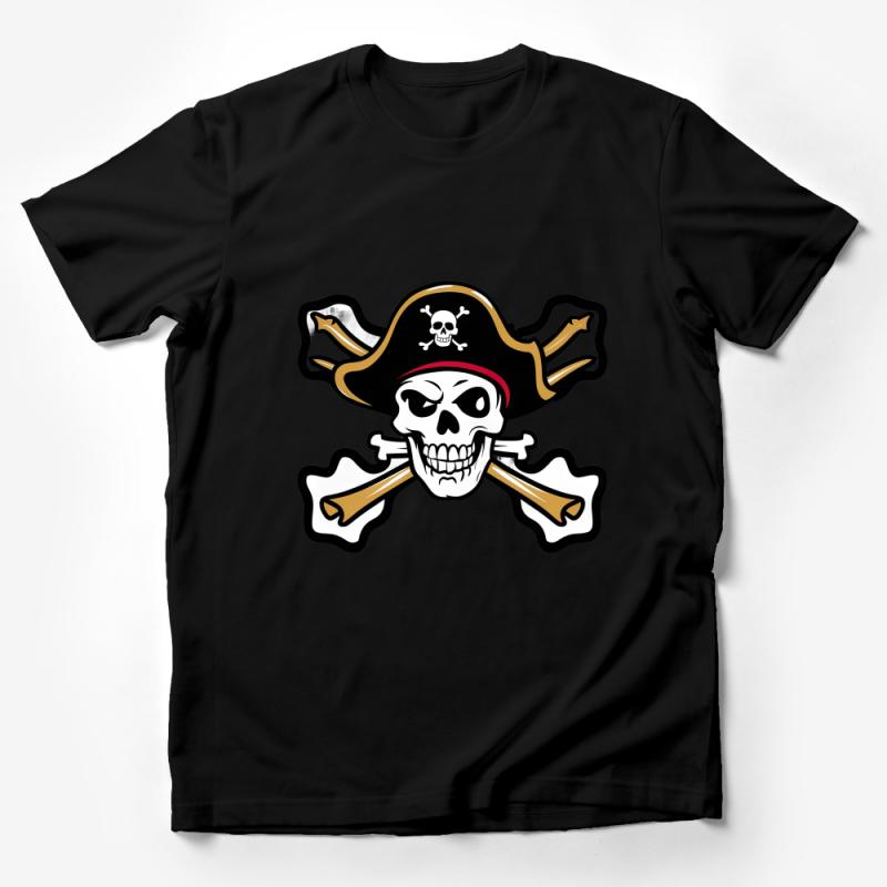 Pirate Skull Crossbones T-Shirt, Graphic Tee for Pirate Fans, Unisex Pirate Party Shirt, Casual Skull Print Top, Beach Vacation Apparel Male T-Shirt