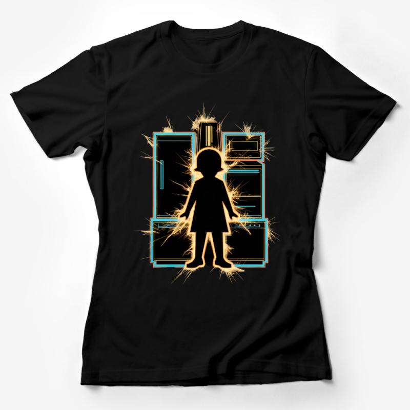 Unique Abstract Child Silhouette T-Shirt, Modern Art Graphic Tee, Stylish Unisex Apparel, Bold Statement Clothing Female T-Shirt