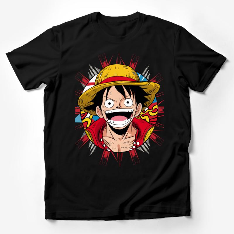 Anime Pirate Captain Graphic Tee, Colorful Manga Character Shirt, Unisex Manga Inspired Casual Apparel Male T-Shirt