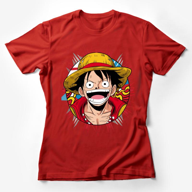 Anime Pirate Captain Graphic Tee, Colorful Manga Character Shirt, Unisex Manga Inspired Casual Apparel Female T-Shirt