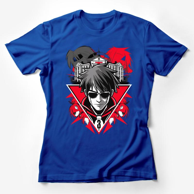 Cool Anime Hero T-Shirt, Stylish Manga Character Shirt, Red and Black Tee with Graphic Print, Casual Wear for Anime Fans Female T-Shirt