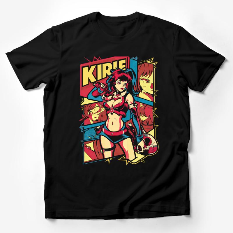 Vibrant Anime Girl T-Shirt, Retro Comic Style Tee, Colorful Pop Art Top, Casual Streetwear, Unique Graphic Shirt, Gift for Anime Fans Male T-Shirt