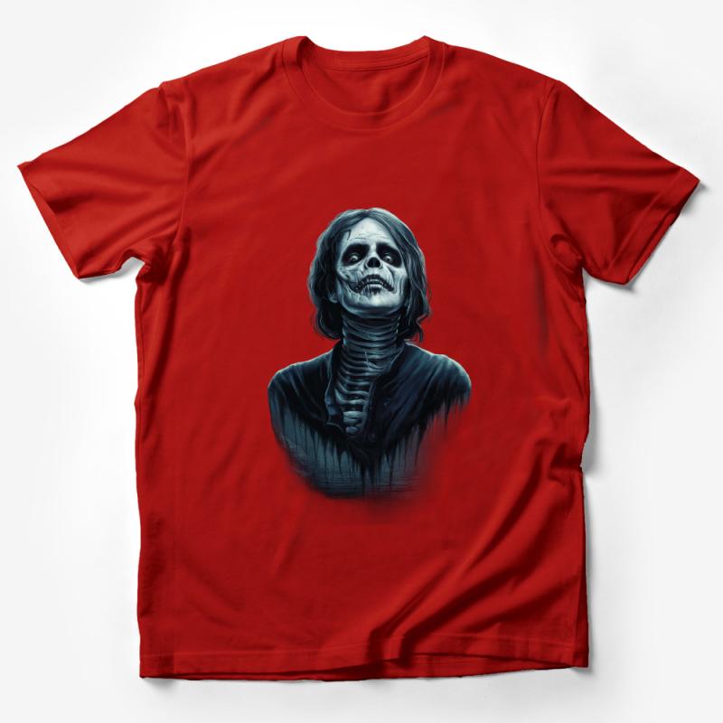 Unique Blue Skeletal Creature Graphic T-Shirt, Unisex Artistic Horror Tee, Gothic Style Apparel Male T-Shirt