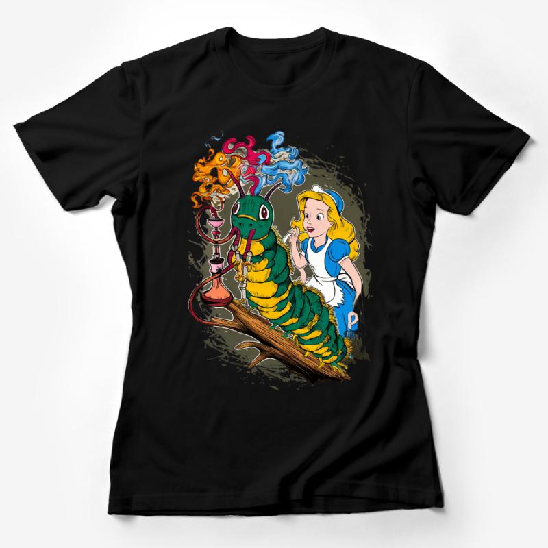 Alice in Wonderland Caterpillar Hookah T-shirt, Unisex Graphic Tee, Vintage Style Fantasy Shirt, Unique Gift Idea Female T-Shirt