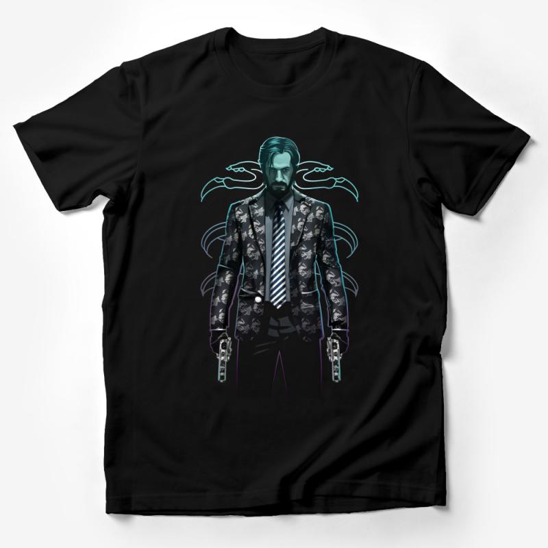 Stylish Action Hero Graphic Tee, Cool Film Character Shirt, Men's Fashion T-shirt, Unique Illustration Male T-Shirt