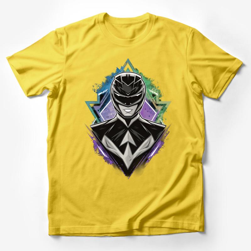 Unique Black Power Ranger Inspired Graphic Tee, Vibrant Superhero Art T-Shirt, Perfect for Comic Fans Male T-Shirt