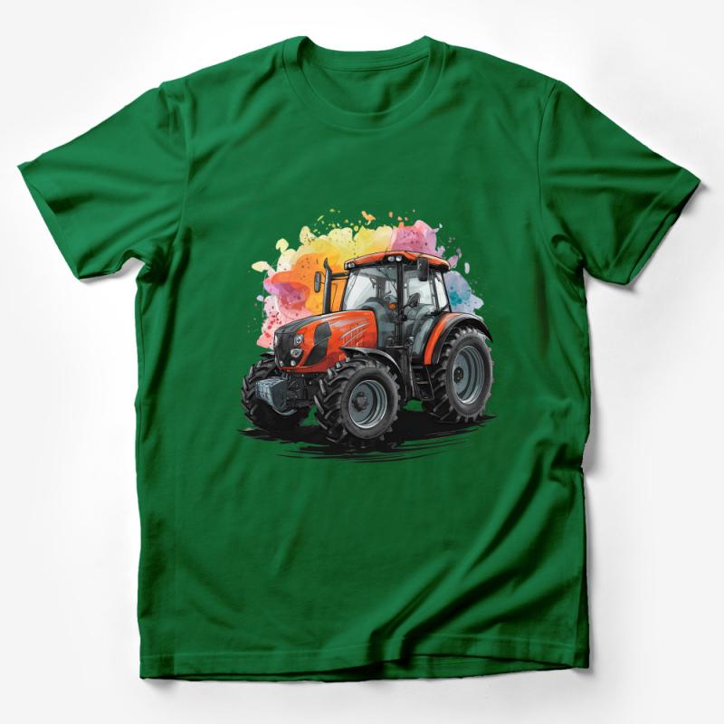 Colorful Watercolor Splash Farm Tractor T-Shirt for Men, Outdoor Machinery Lover Gift Idea Male T-Shirt