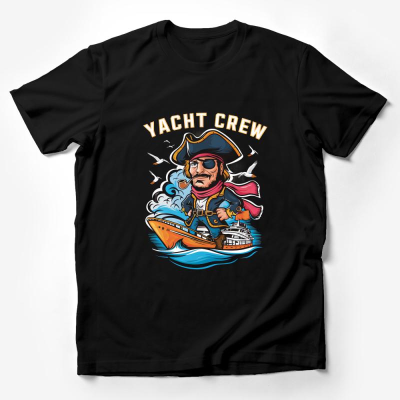 Nautical Yacht Crew Pirate T-Shirt, Sailing Boat Captain Tee, Cool Maritime Adventure Shirt, Sea Lover Gift Male T-Shirt