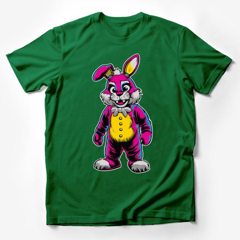 Colorful Cartoon Bunny T-Shirt, Cute Rabbit Graphic Tee, Unisex Easter Bunny Shirt, Fun Animal Character Top, Vibrant Kids and Adult Size Male T-Shirt