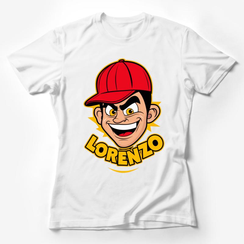 Vintage Cartoon Character Lorenzo Red Cap T-Shirt, Unisex Retro Style Tee, Hipster Graphic Shirt, Fun Casual Apparel Female T-Shirt