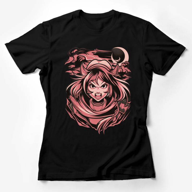 Anime Inspired Warrior Girl T-Shirt, Bold Graphic Tee with Female Fighter, Eye-Catching Streetwear Female T-Shirt