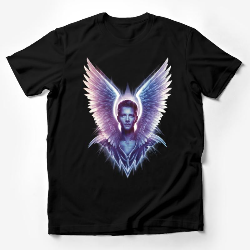 Angelic Warrior Graphic Tee, Stylish Men's Angel Wings T-Shirt, Modern Fantasy Art Shirt, Unique Illustration Apparel, Gift for Him Male T-Shirt