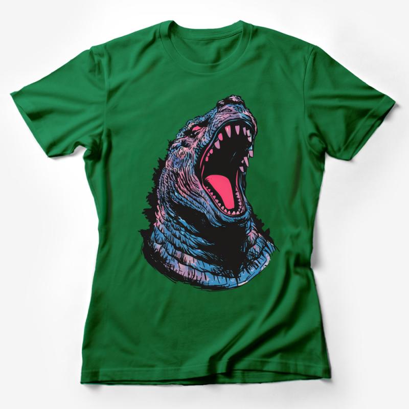 Dinosaur Roar T-Shirt, Vibrant Graphic Tee, Prehistoric Animal Lover, Jurassic Style Apparel, Unisex Cotton Shirt, Gift for Dino Fans Female T-Shirt