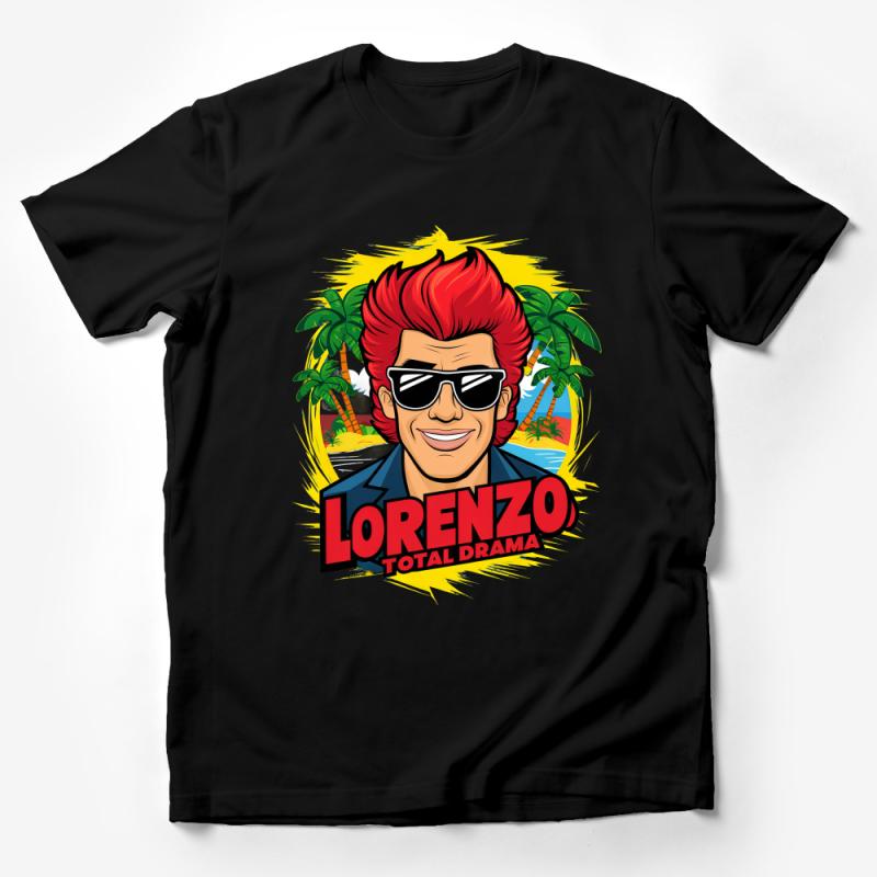 Tropical Lorenzo Total Drama Inspired T-Shirt, Men's Graphic Tee, Palm Tree Sunset, Casual Streetwear, Summer Fashion Top, Cool Beach Wear Male T-Shirt