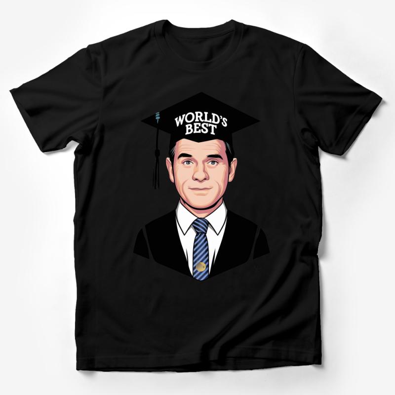 World's Best Graduate Custom Cartoon Illustration T-Shirt Unique Graduation Gift Idea Male T-Shirt