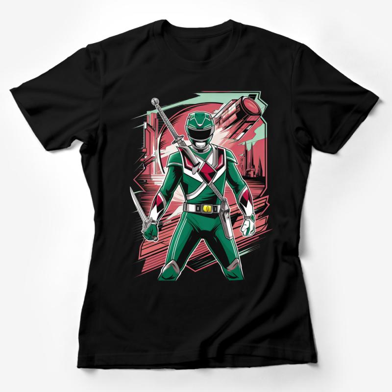 Retro Green Ranger Inspired T-Shirt, Vintage Superhero Tee, Unisex Adult Graphic Shirt, Geek Culture Casual Wear, Nostalgic Gift Idea Female T-Shirt