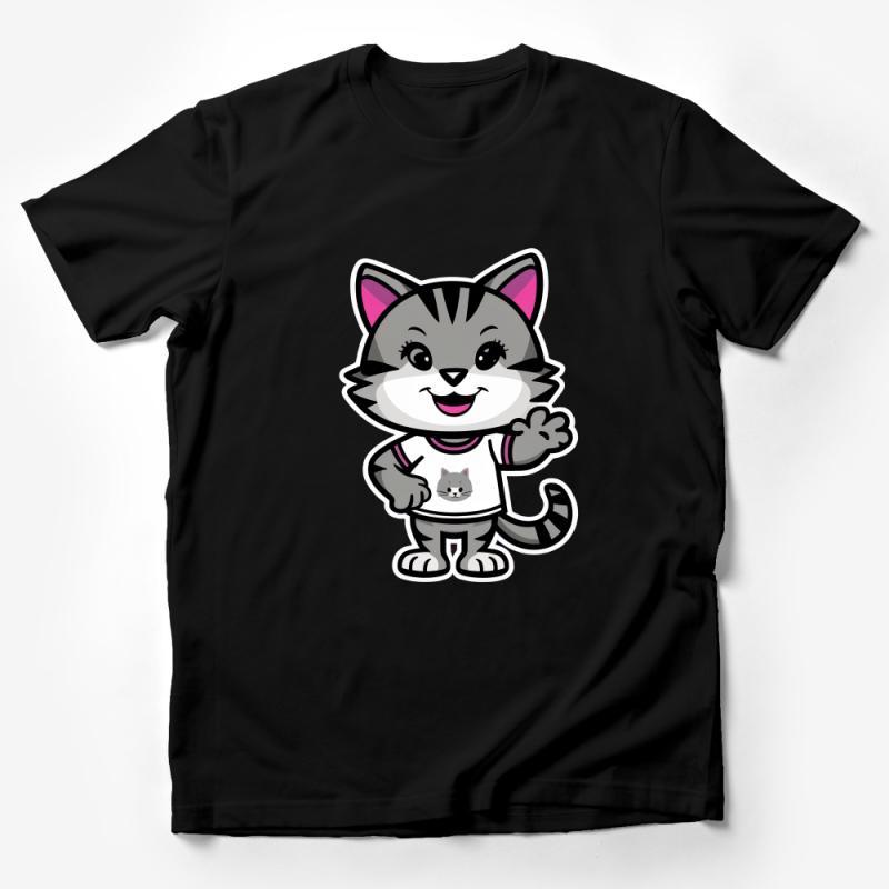 Cute Cartoon Cat T-Shirt, Whimsical Kitty Graphic Tee, Casual Feline Illustration Shirt, Animal Lover Gift, Unisex Tee for All Ages Male T-Shirt