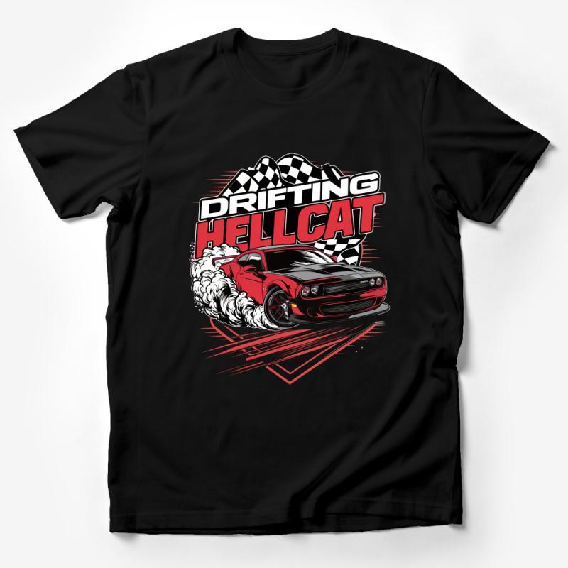 Drifting Hellcat T-Shirt, Muscle Car Enthusiast Tee, Racing Graphic Shirt, Automotive Apparel, Car Show Gift, Unisex Clothing Male T-Shirt