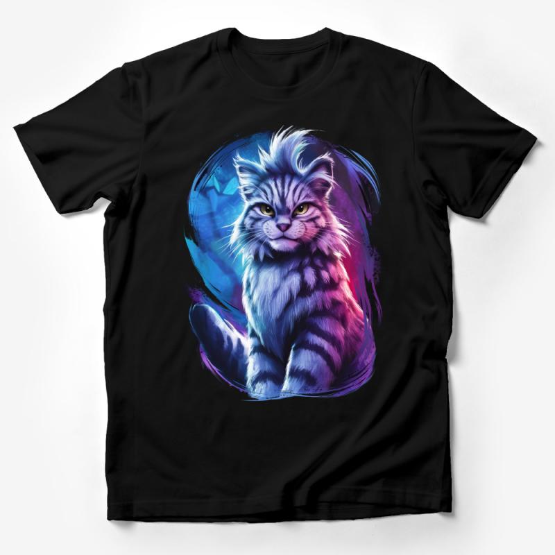 Vibrant Fantasy Cat T-Shirt, Colorful Feline Graphic Tee, Women's Casual Wear, Unique Animal Art Shirt, Unisex Gift Male T-Shirt