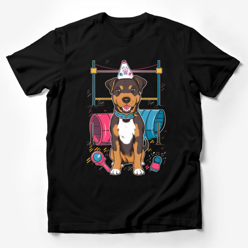 Cute Dog Birthday Party T-Shirt, Colorful Puppy Celebration Tee, Pet Lover Gift Idea, Unisex Dog Owner Top, Casual Canine Apparel Male T-Shirt